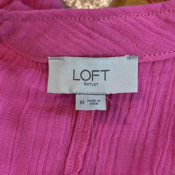 # 703 LOFT Pink Blouse Medium Gauze NWT - Picture 5 of 6